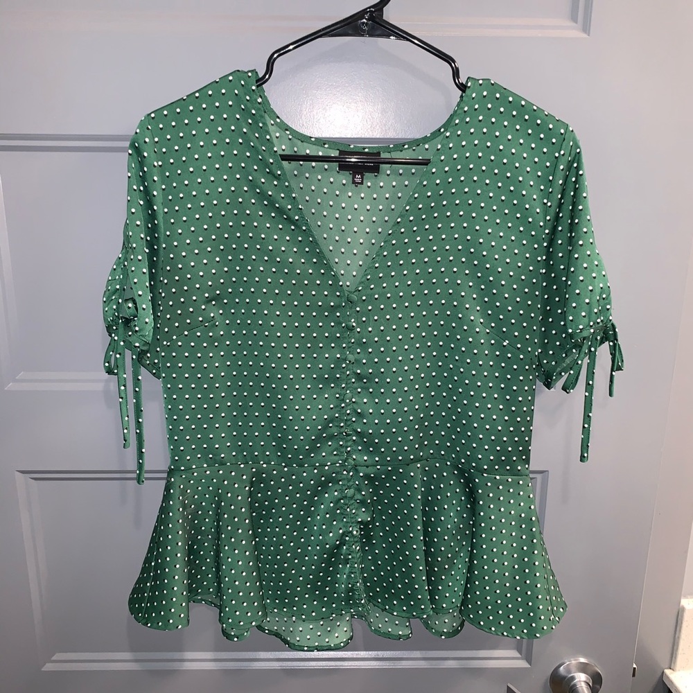Green Polka Dot Blouse